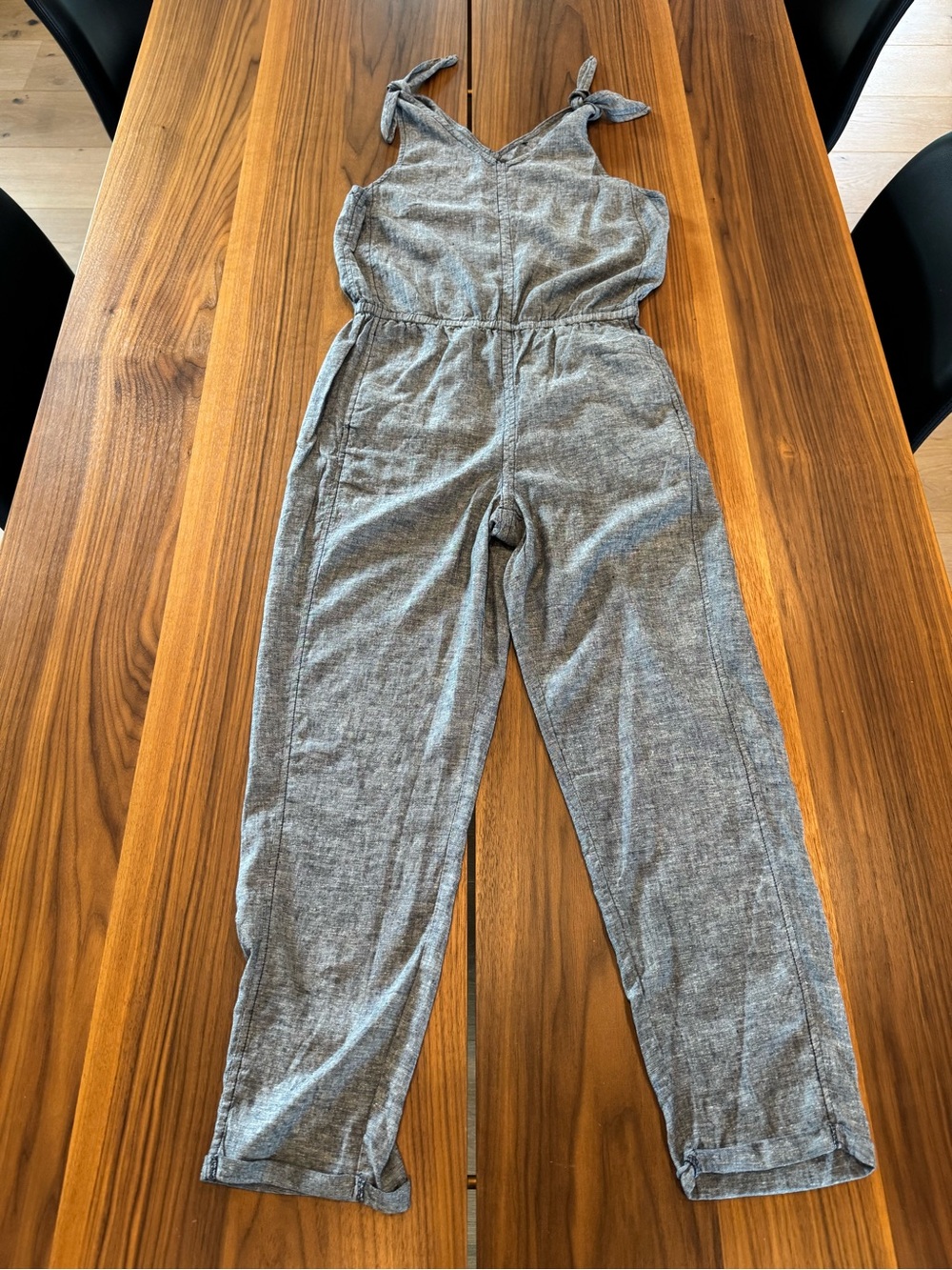Women's Toad and Co. Hemp Blend Gray Sleeveless Tie-Shoulder Jumpsuit size Small